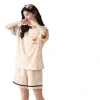 100% pure cotton pajamas for women, summer with chest pads, short sleeves, shorts, capri pants, thin style, suitable for wearing two sets of home wear Item Picture